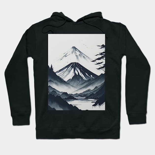 Serene Mount Fuji Sunset - Peaceful River Scenery Hoodie by star trek fanart and more